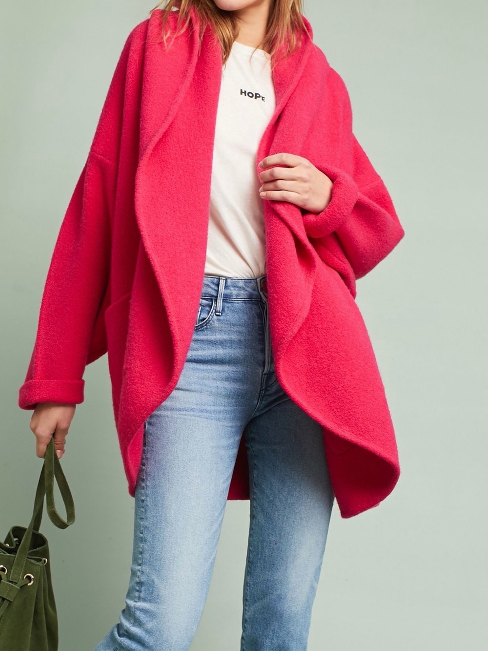 Anthropologie Bubblegum Pink Plush Open-Front Teddy Jacket